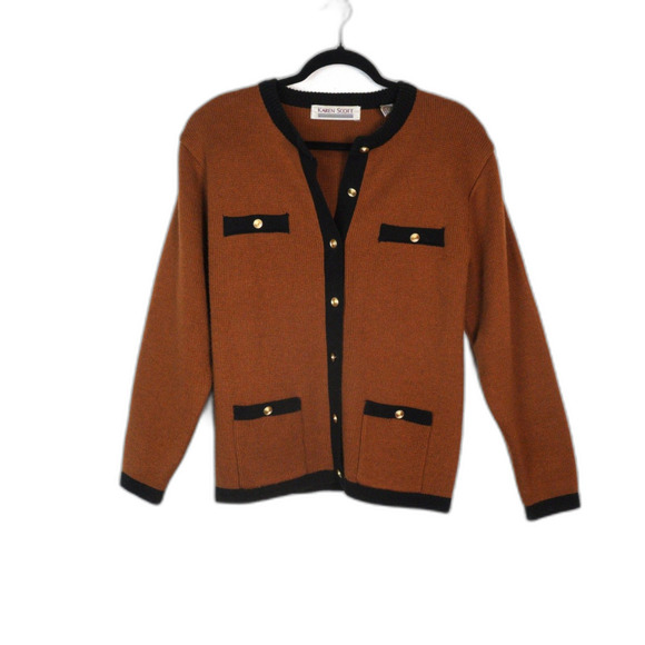 Vintage Karen Scott Wool Blend Cardigan Sz S‎ EUC Classic Office Workwear Career - Picture 1 of 8